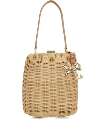 Self-portrait Self Portrait Rafia Bucket Bag In Brown