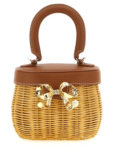 Self-portrait Rattan Bow Basket Hand Bags Brown
