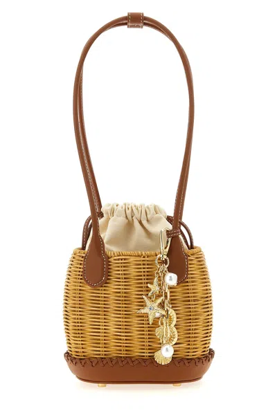 Self-portrait 'rattan Charm Shoulder Bag' Shoulder Bag In Brown