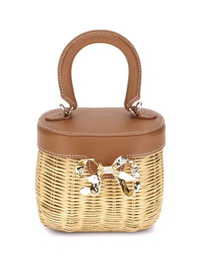 Self-portrait Rattan Handbag In Brown