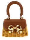Self-portrait Rattan Micro Bow Handbag In Brown