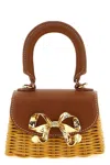 Self-portrait Rattan Micro Bow Handbag In Brown