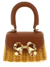 Self-portrait Rattan Micro Bow Handbag In Brown