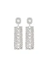 Self-portrait Rectangular Drop Earrings With Faceted Crystal Accents In Metallic