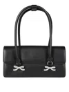 Self-portrait Rectangular Handbag With Silver Bow Embellishments In Black