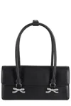 Self-portrait Rectangular Handbag With Silver Bow Embellishments In Black