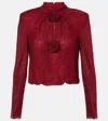 Self-portrait Embellished Fishnet Blouse In Red
