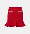 Self-portrait Knitted Embellished Miniskirt In Red