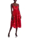 Self-portrait Bow-detailed Cotton-guipure Lace Midi Dress In Red