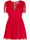 Self-portrait Red Chiffon Mini Dress In Red