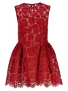 Self-portrait Red Fine Lace Pearl Mini Dresses Red In Red