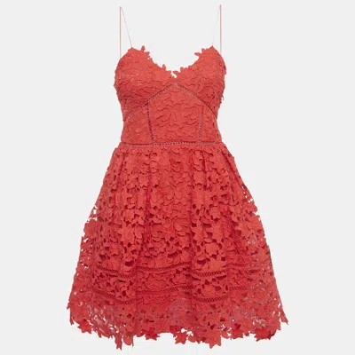 Pre-owned Self-portrait Red Lace Azalea Mini Dress S