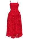 Self-portrait Bandeau-style Lace Midi Dress In Red