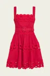 Self-portrait Cutout Linen And Cotton-blend Minidress In Red