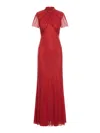 Self-portrait Red Rhinestone Mesh Maxi Dress In Red