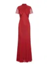 Self-portrait Red Rhinestone Mesh Maxi Dress In Red