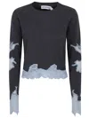 Self-portrait Grey Contrast Lace Jumper In Black