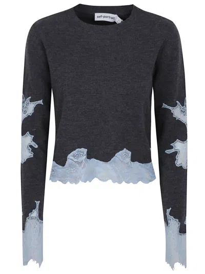 Self-portrait Relaxed Fit Sweater In Gray