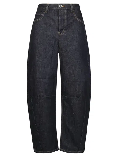 Self-portrait Relaxed Wide-leg Blue Denim Jeans In Gray