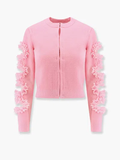 Self Portrait Residency Cristopher Kane Residency Cardigan With Cut-out Details In Pink