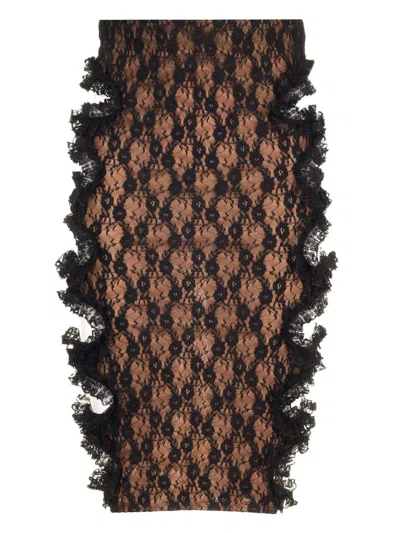 Self Portrait Residency Lace Cut Out Midi Skirt Skirts Black