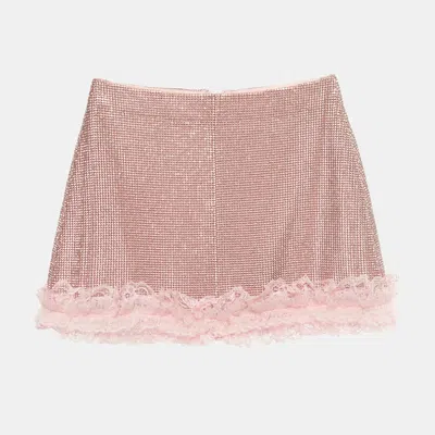 Pre-owned Self-portrait Residency X Christopher Kane Pink Crystal Fishnet Mini Skirt S