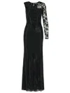 Self-portrait Self Portrait Women Black Rhinestone Mesh And Lace Maxi Dress In Black