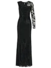Self-portrait Self Portrait Black Rhinestone Mesh And Lace Maxi Dress In Black