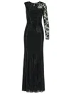 Self-portrait Self Portrait Black Rhinestone Mesh And Lace Maxi Dress In Black
