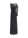 Self-portrait Self Portrait Black Rhinestone Mesh And Lace Maxi Dress In Black