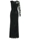 Self-portrait Self Portrait Women Black Rhinestone Mesh And Lace Maxi Dress In Black