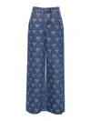 Self-portrait Blue Jeans With All-over Rhinestoned Bow Embellishments In Denim Woman In Blue
