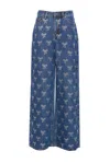 Self-portrait Blue Jeans With All-over Rhinestoned Bow Embellishments In Denim Woman In Blue