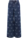 Self-portrait Blue Jeans With All-over Rhinestoned Bow Embellishments In Denim Woman