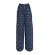 Self-portrait Blue Jeans With All-over Rhinestoned Bow Embellishments In Denim Woman In Blue