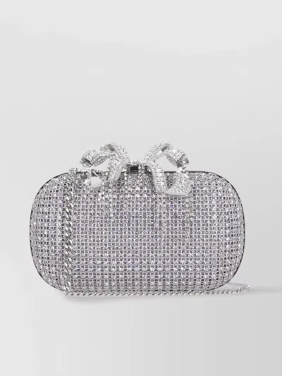 Self-portrait Rhinestone Bow Oval Clutch Bag