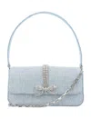 Self-portrait Rhinestone Denim Micro Bag In Blue