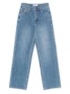 Self-portrait Rhinestone Denim Straight Leg Jeans In Blue