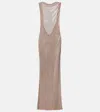 Self-portrait Rhinestone Draped Open-back Maxi Dress