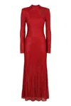 Self-portrait Crystal-embellished Mesh Midi Dress In Red