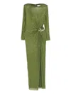 Self-portrait Rhinestone-embellished Chain-detail Maxi Dress In Green