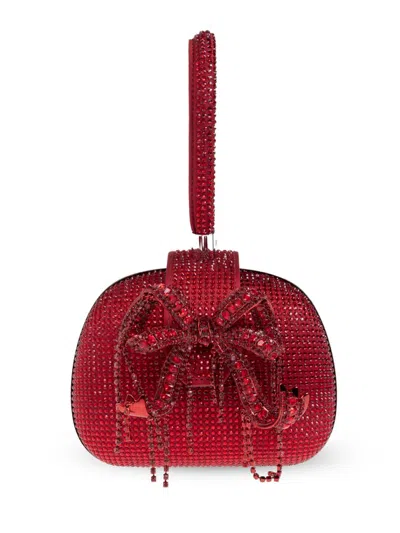 Self-portrait Rhinestone-embellished Clutch Bag In Rot