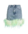 Self-portrait Self Portrait 'blue Rhinstone Feather Denim' Skirt In Gray