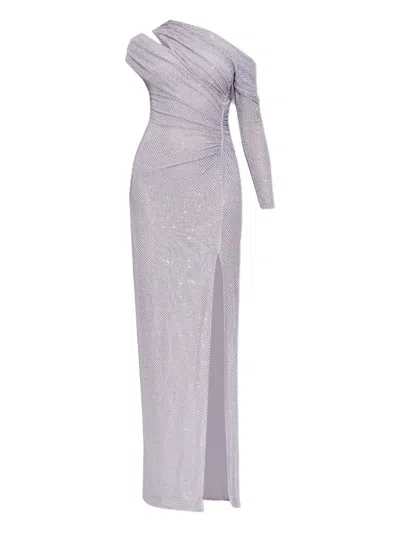 Self-portrait Black And Gold Chiffon Maxi Dress In Purple