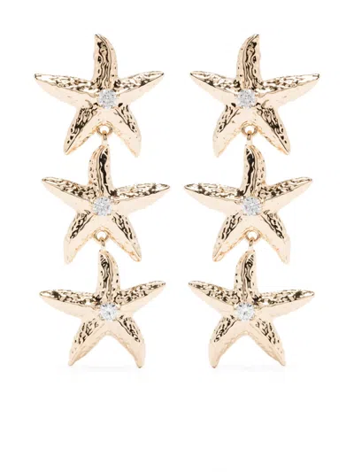 Self-portrait Rhinestone-embellished Earrings In Gold