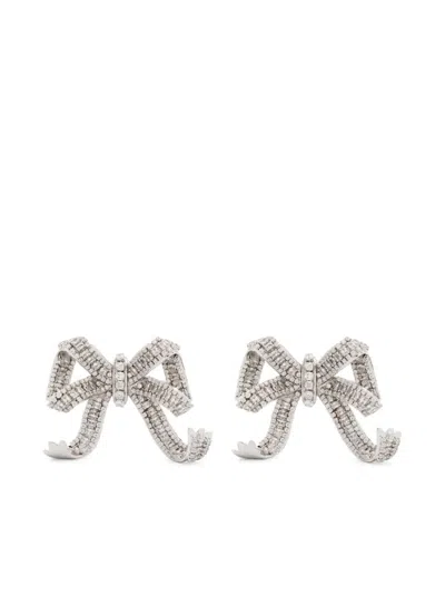 Self-portrait Rhinestone-embellished Earrings In Silver