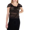 Self-portrait Self Portrait Rhinestone Embellished Fishnet Bardot Top In Black