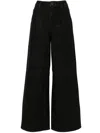 Self-portrait Womens Black Rhinestone Embellishment Wide-leg High-rise Denim Jeans In 黑色