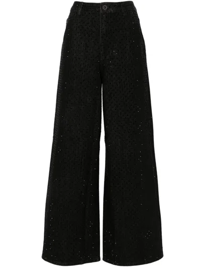 SELF-PORTRAIT RHINESTONE-EMBELLISHED JEANS