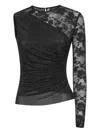 Self-portrait Self Portrait Women Black Rhinestone Mesh And Lace Top In Black
